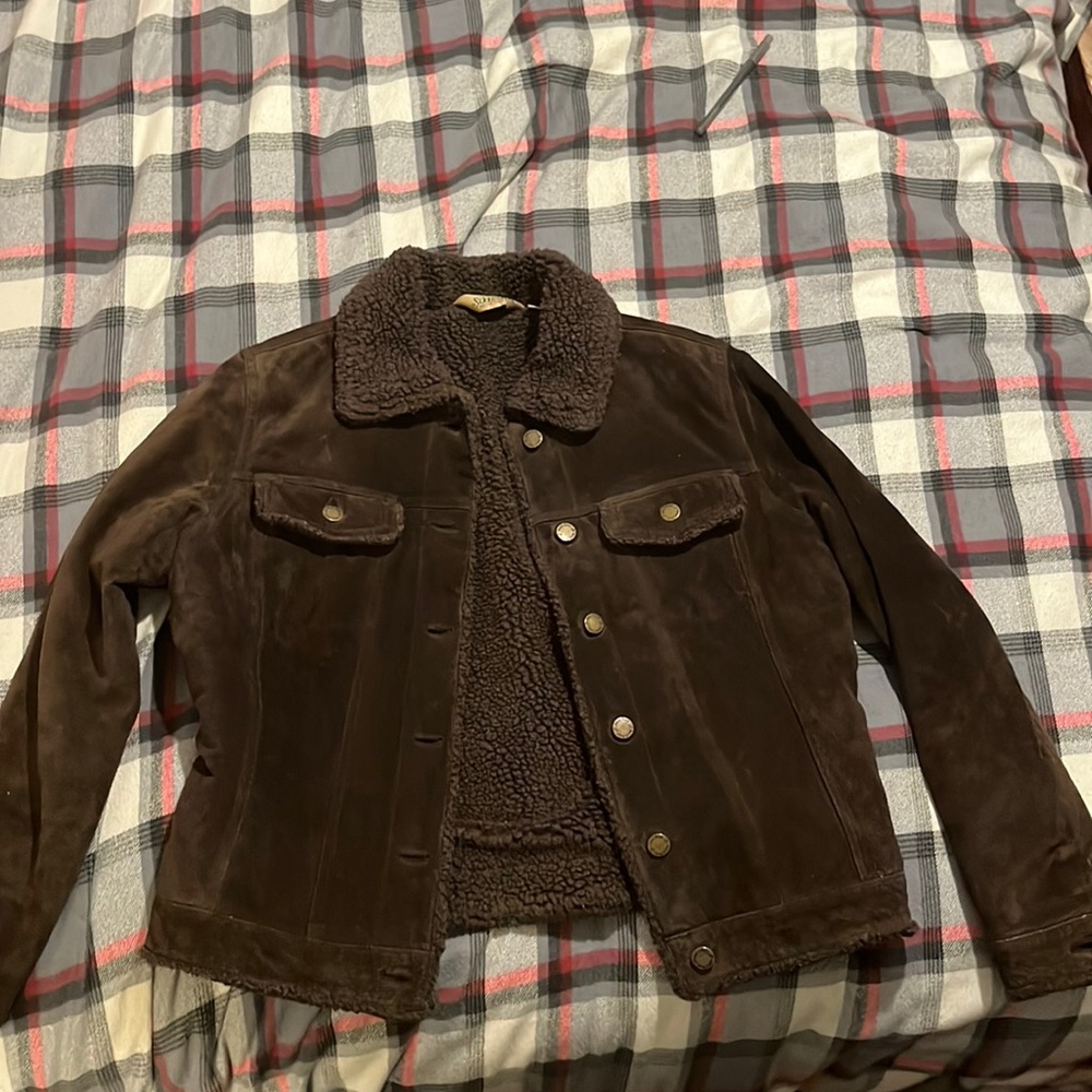 St John’s Bay Genuine Suede Leather Trucker Jacket